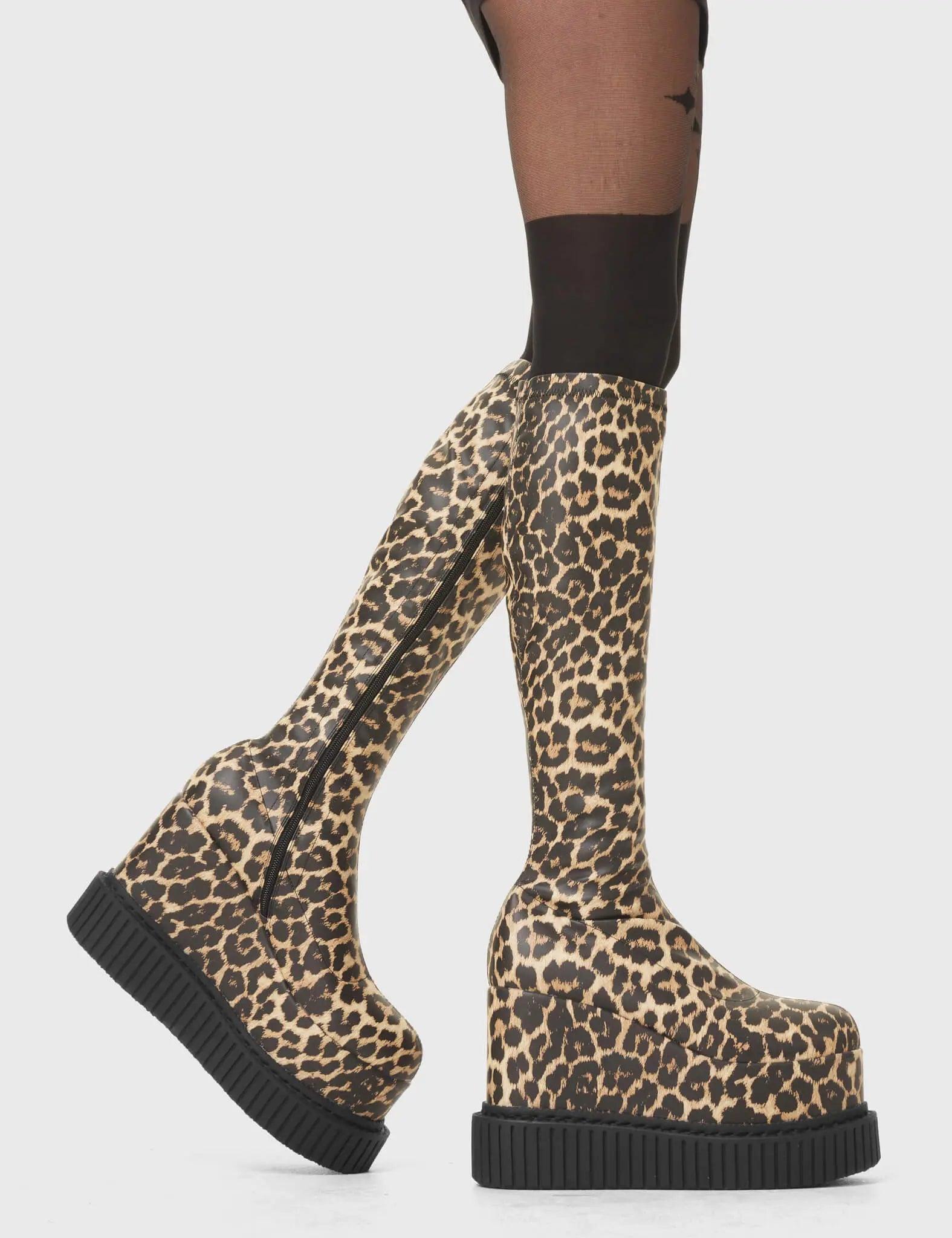 You're Wild Chunky Platform Creeper Knee High Boots Product Image