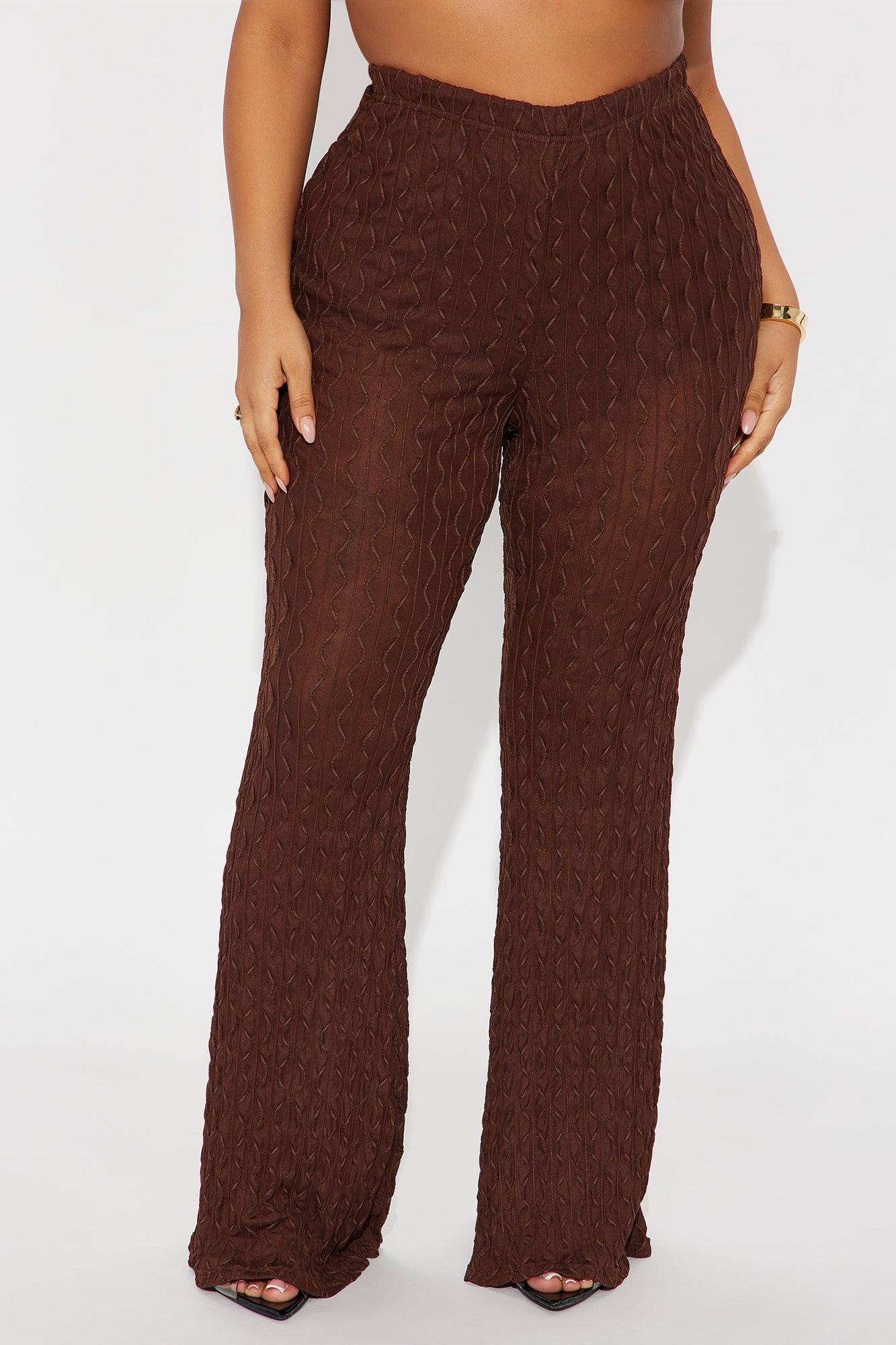 Romina High Rise Textured Flare Pant - Chocolate Female Product Image