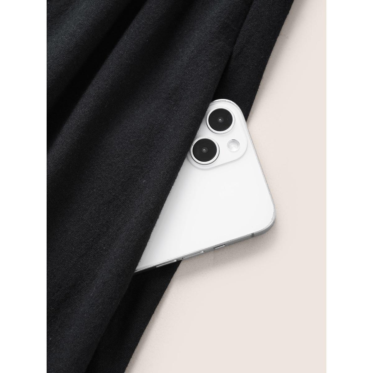 Plus Size Cotton Geometric Bandana Print Tassel Trim Dress Black Women Boho Non V-neck Short sleeve Curvy Knee Dress BloomChic 22-24/3X Product Image