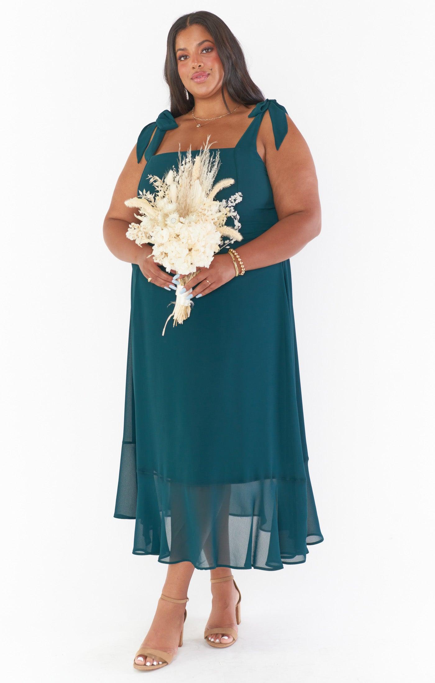 Claire Midi Dress ~ Emerald Chiffon Product Image