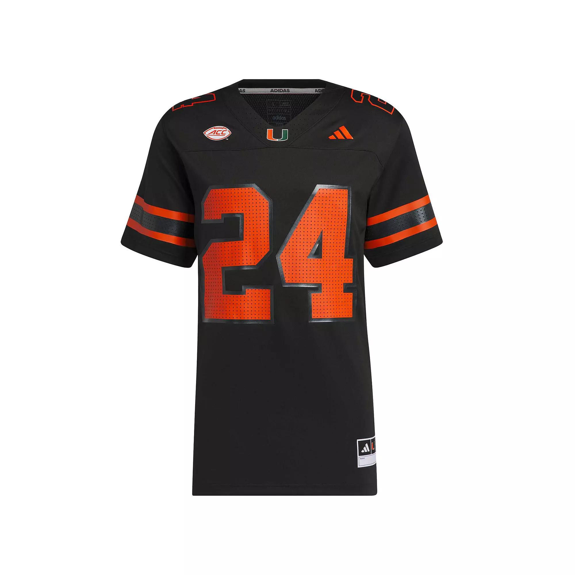 Men's adidas #24 Black Miami Hurricanes Premier Strategy Jersey,  Product Image