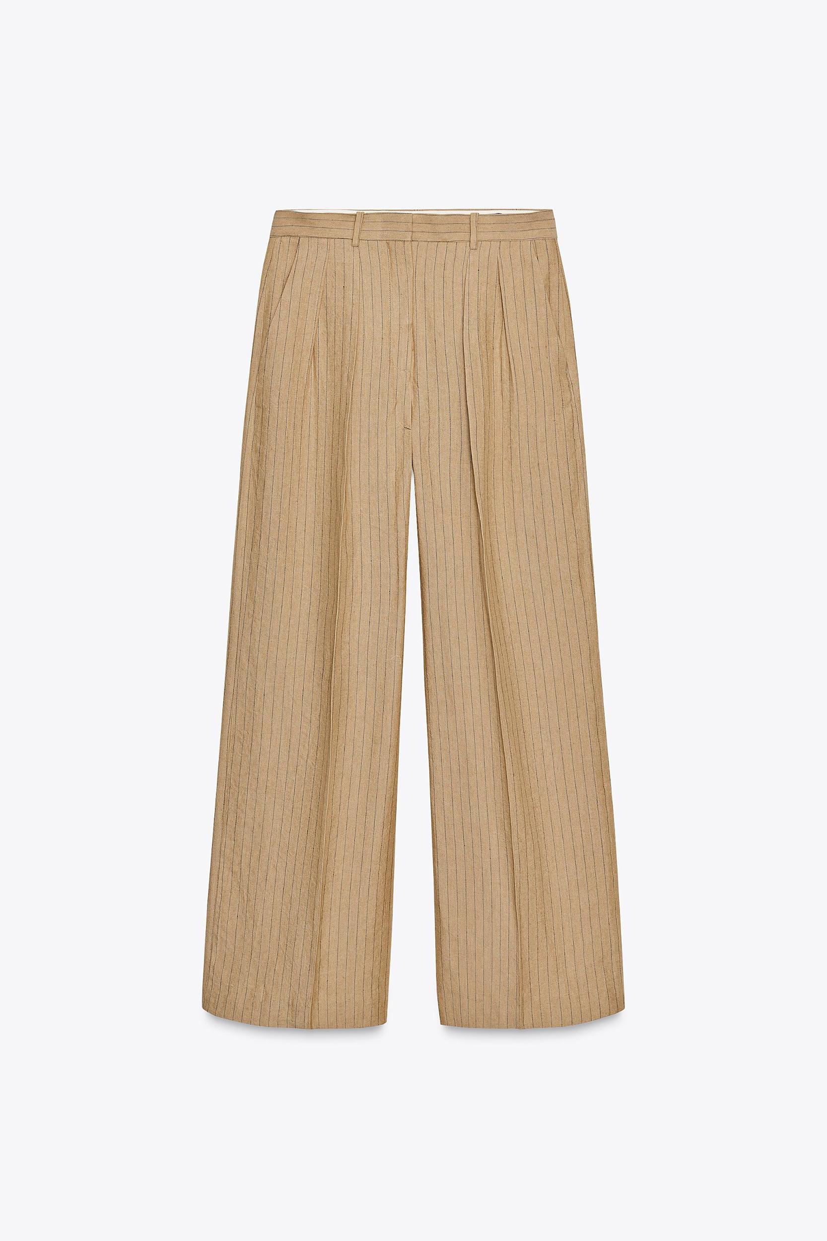ZW COLLECTION LINEN STRIPE PLEATED PANTS Product Image