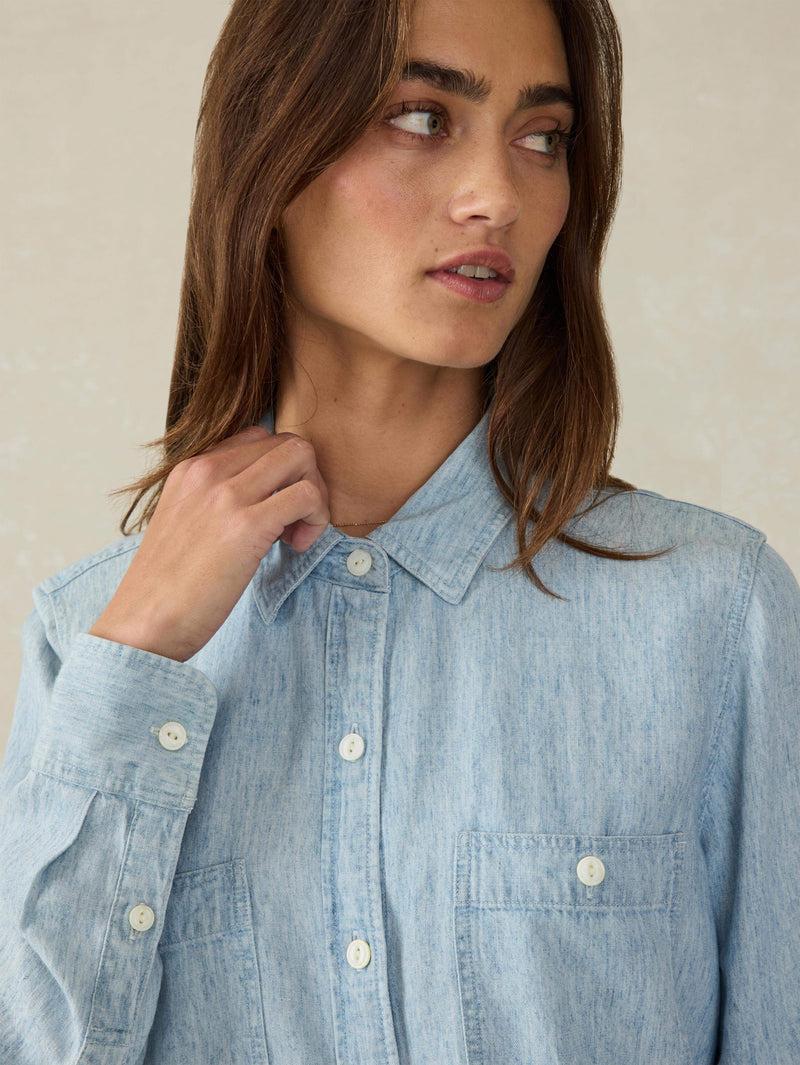 Tried & True Chambray Shirt - Mid Wash Product Image