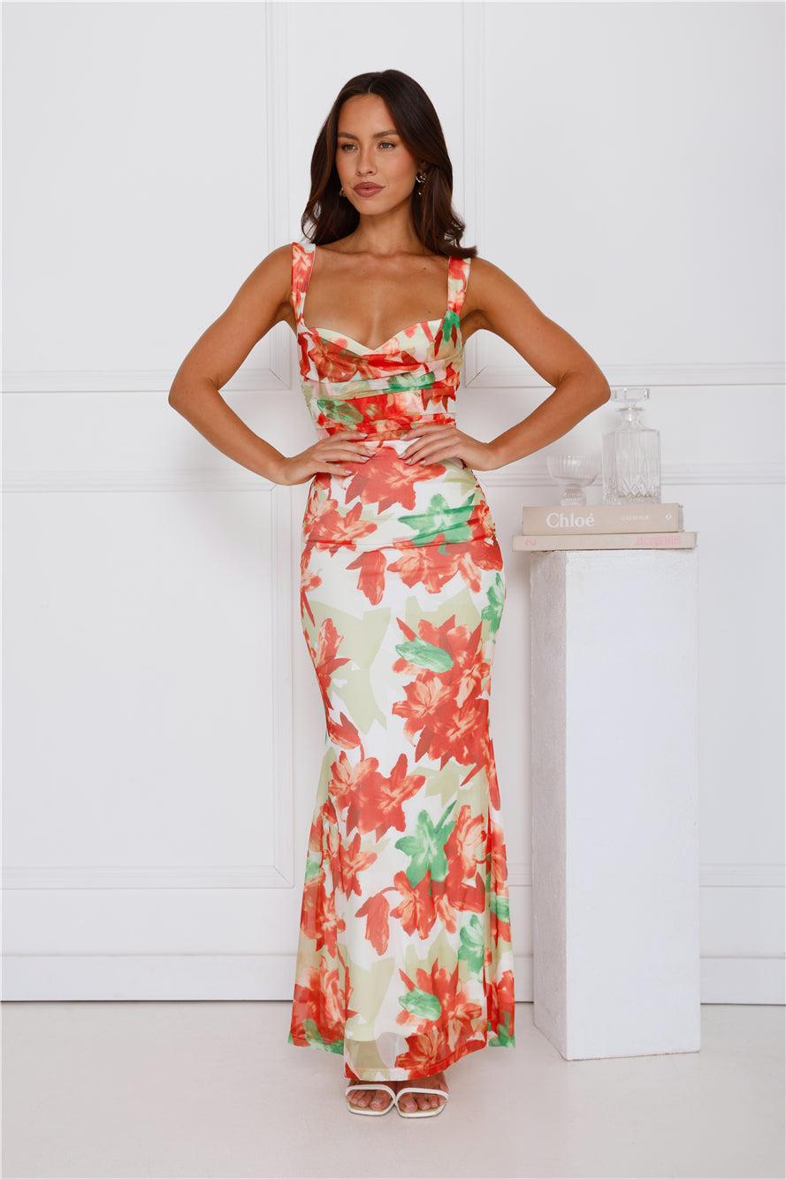 Paradise Breeze Mesh Maxi Dress Orange Product Image