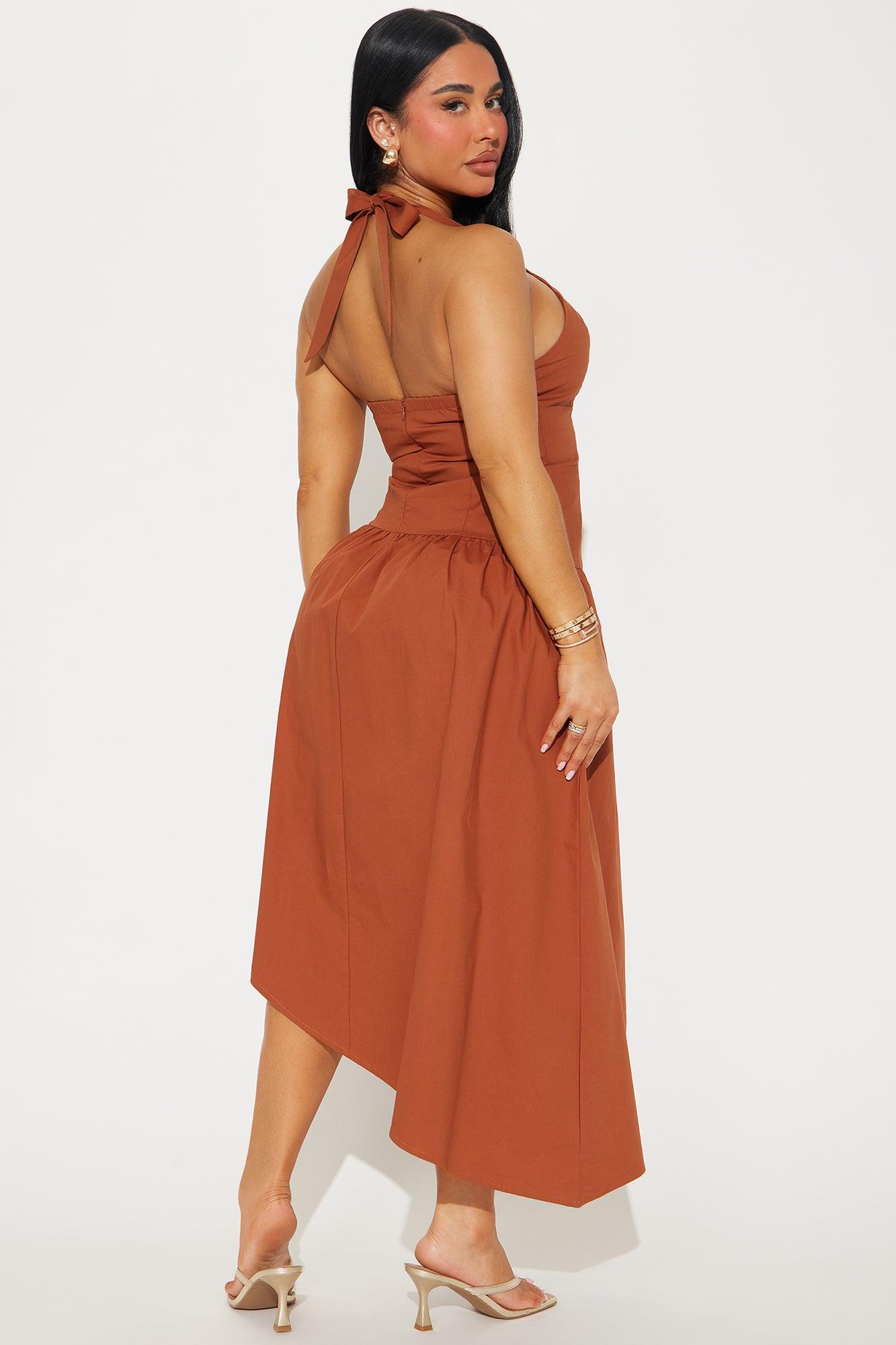 Madison Drop Waist Midi Dress - Chocolate Product Image