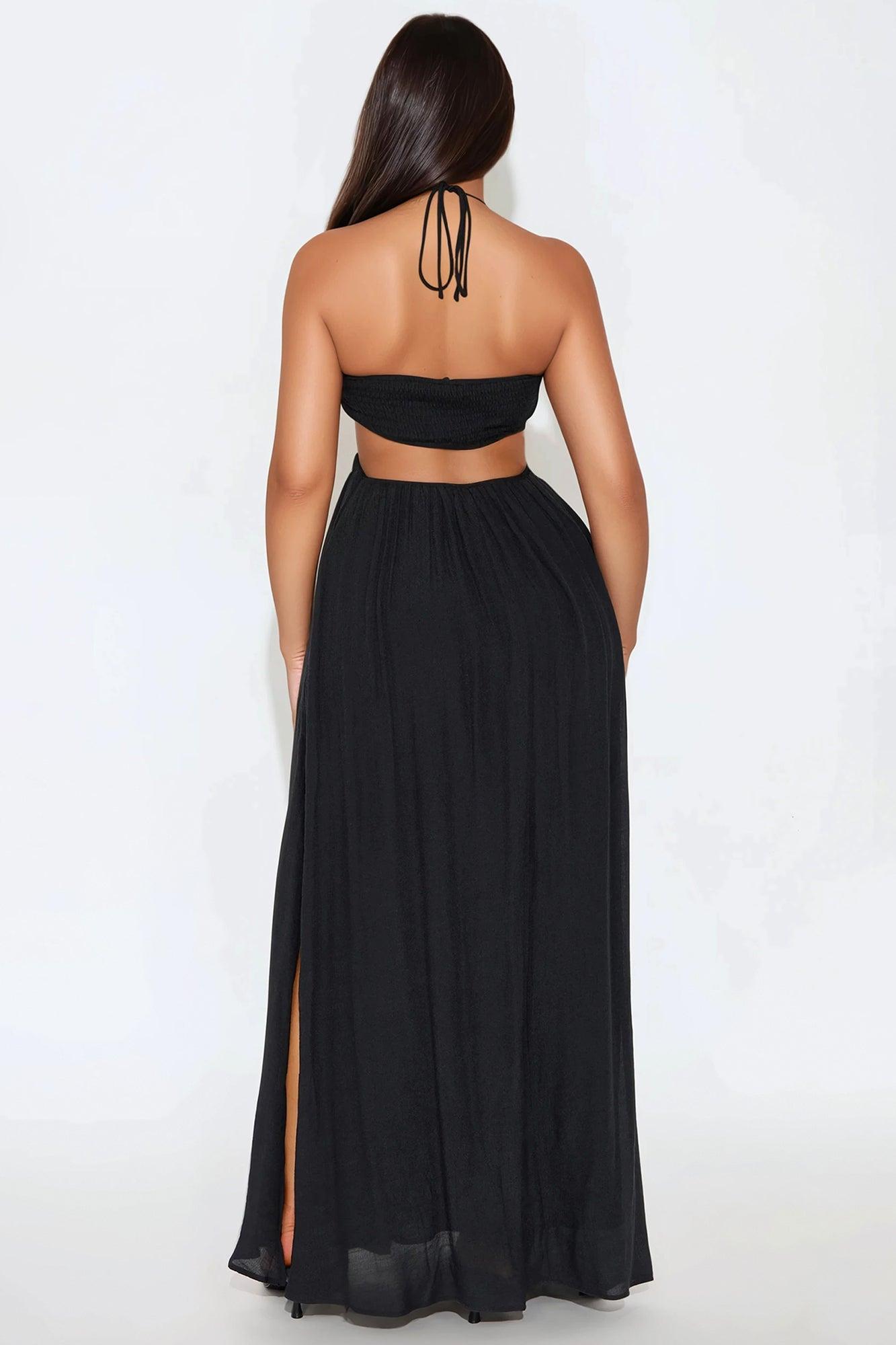Miley Flowy Maxi Dress - Black Product Image
