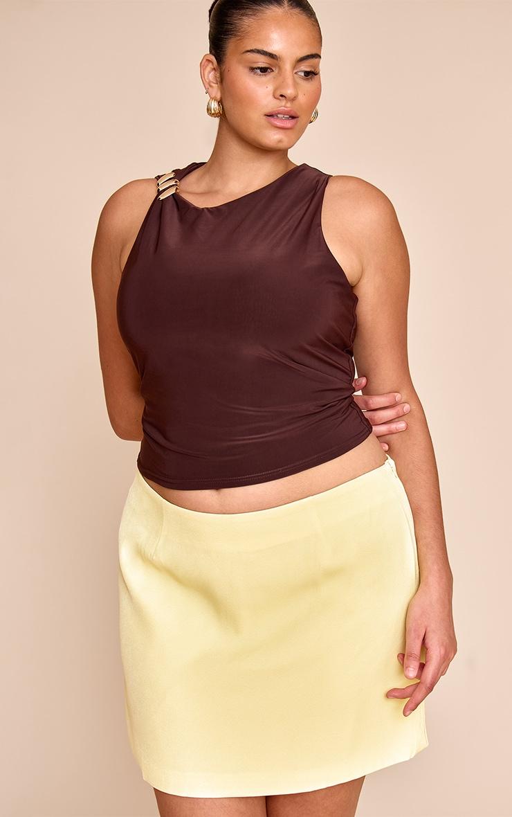 Plus Lemon Woven A Line Mini Skirt Product Image