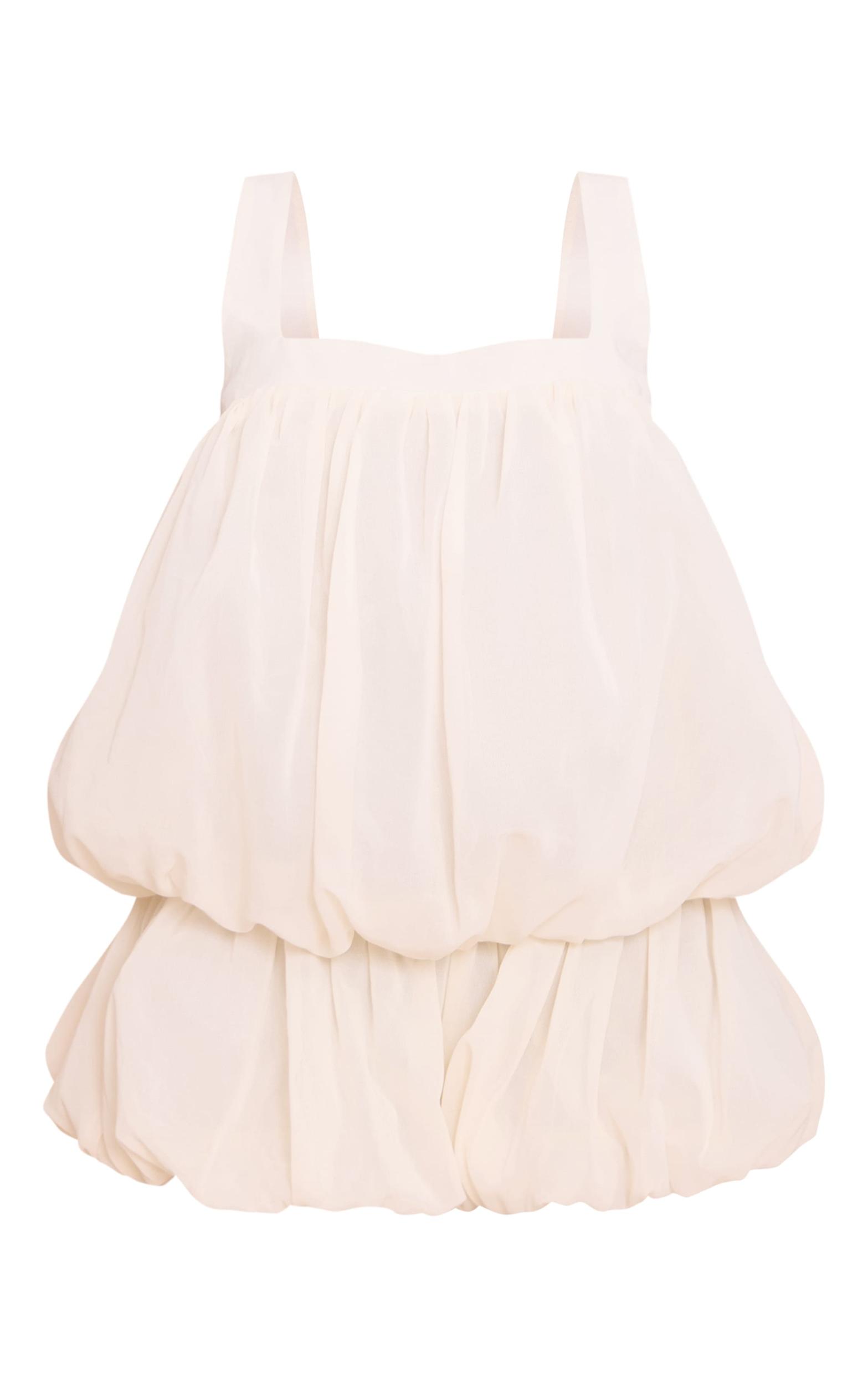 Cream Chiffon Layered Puffball Romper Product Image