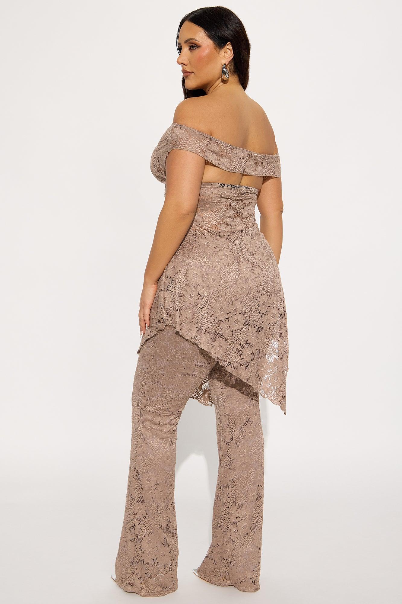 Genesis Lace Off Shoulder Pant Set - Mocha Female Product Image