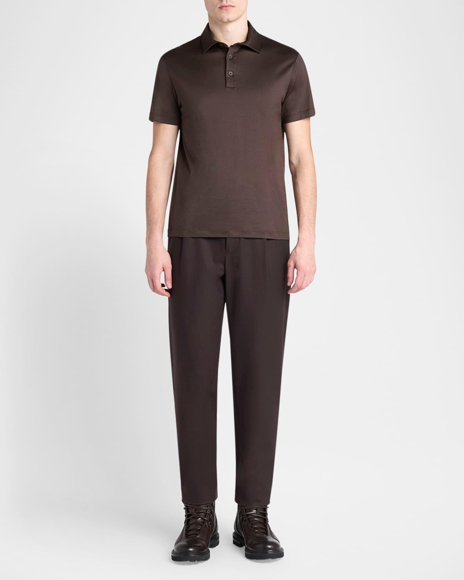 Men's Silk and Cotton Polo Shirt Product Image