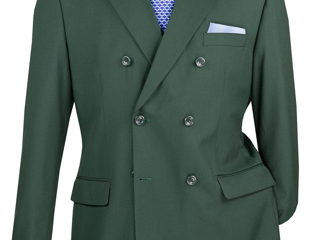 Ramses Collection - Hunter Green Regular Fit Double Breasted 2 Piece Suit with Adjustable Waistband Pants Product Image