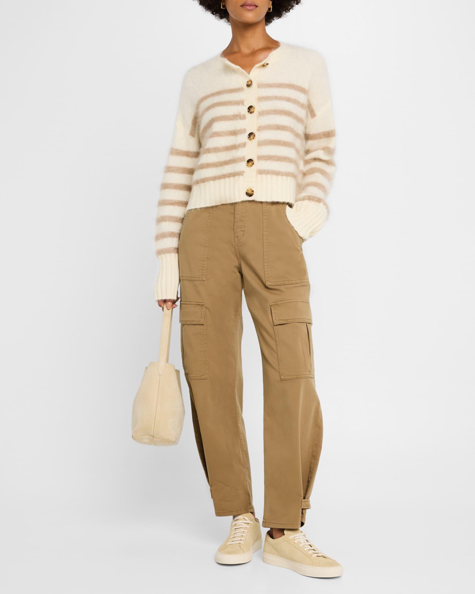 Striped Brushed Cashmere Cardigan Product Image