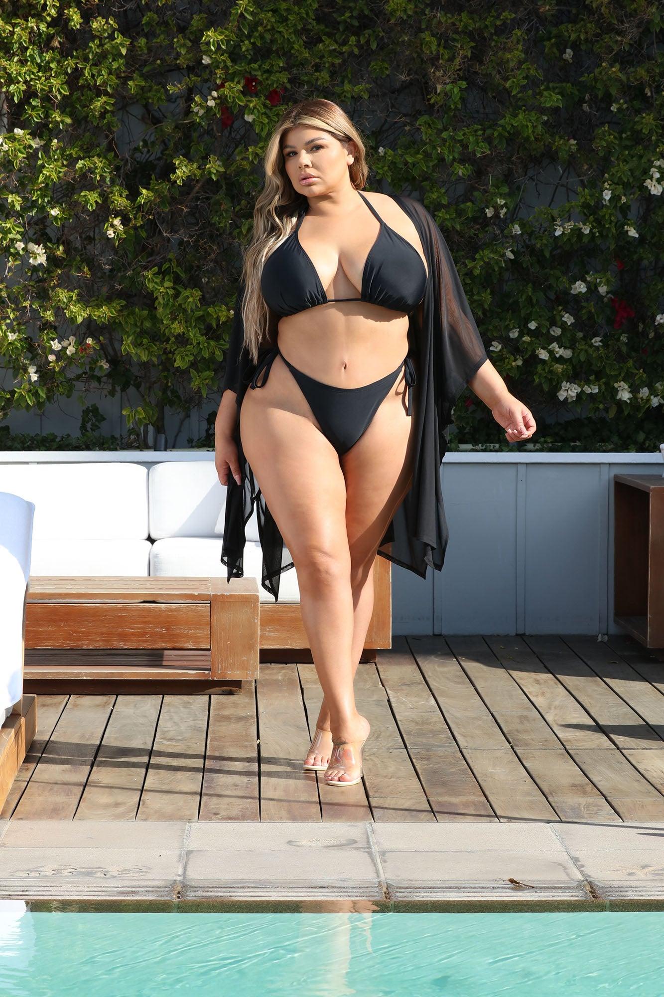 Maui Mix And Match Mesh Cover Up Kimono - Black Product Image