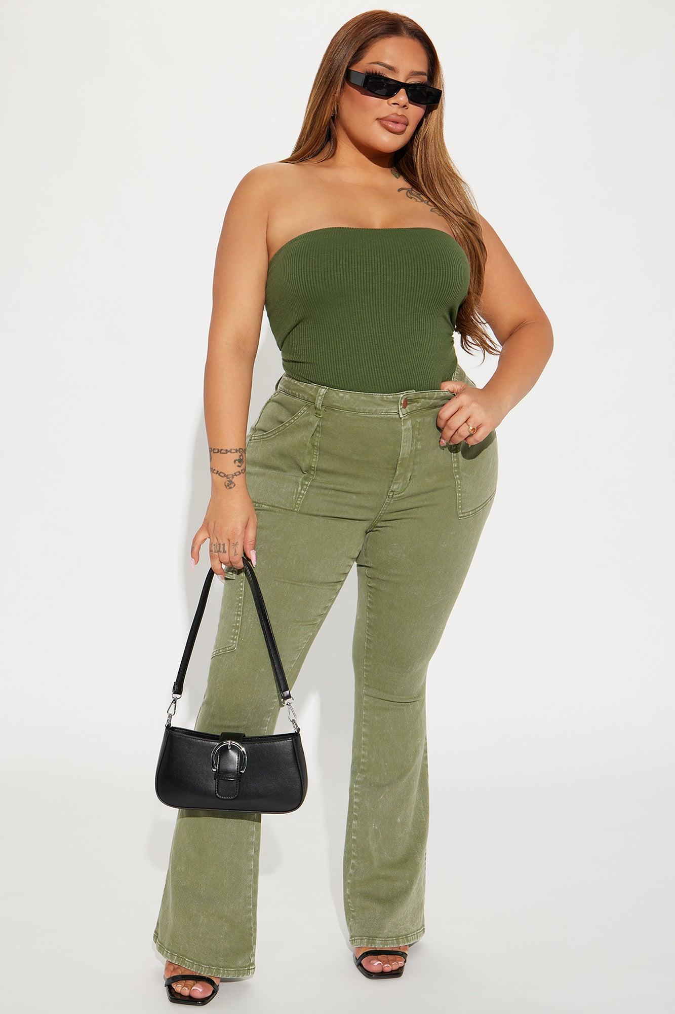 Demi Double Lined Tube Bodysuit - Olive Product Image