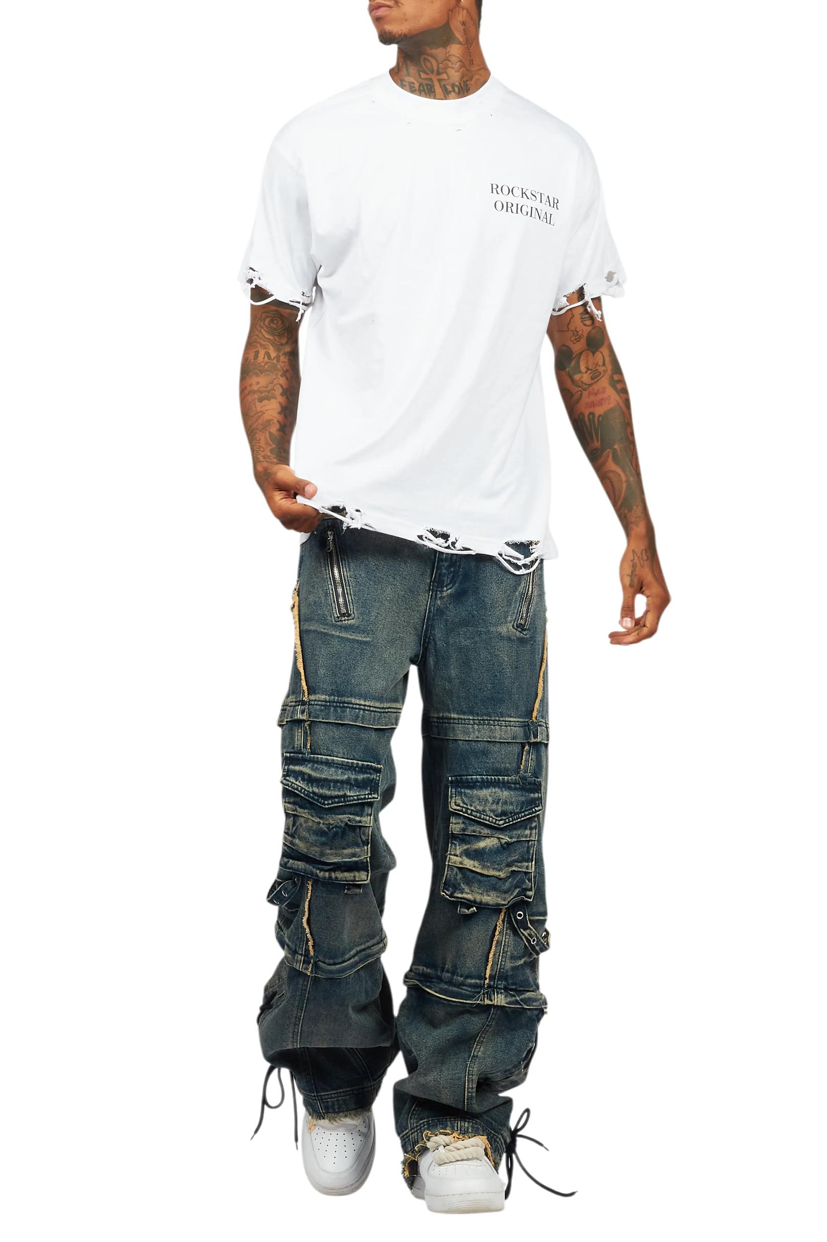 Drako White Oversized Graphic T-Shirt Male Product Image