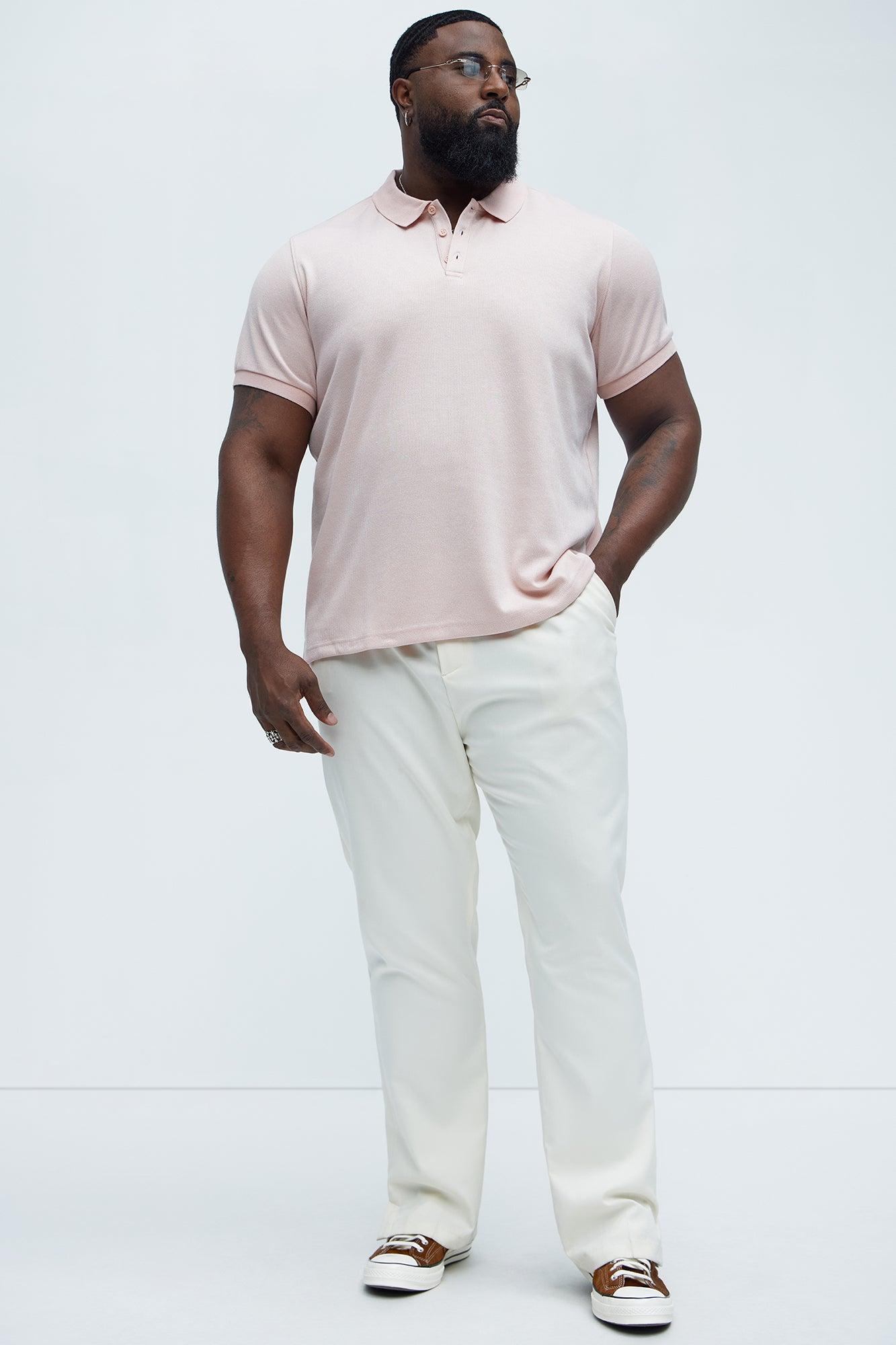Subtle Stripes Textured Polo - Pink Product Image