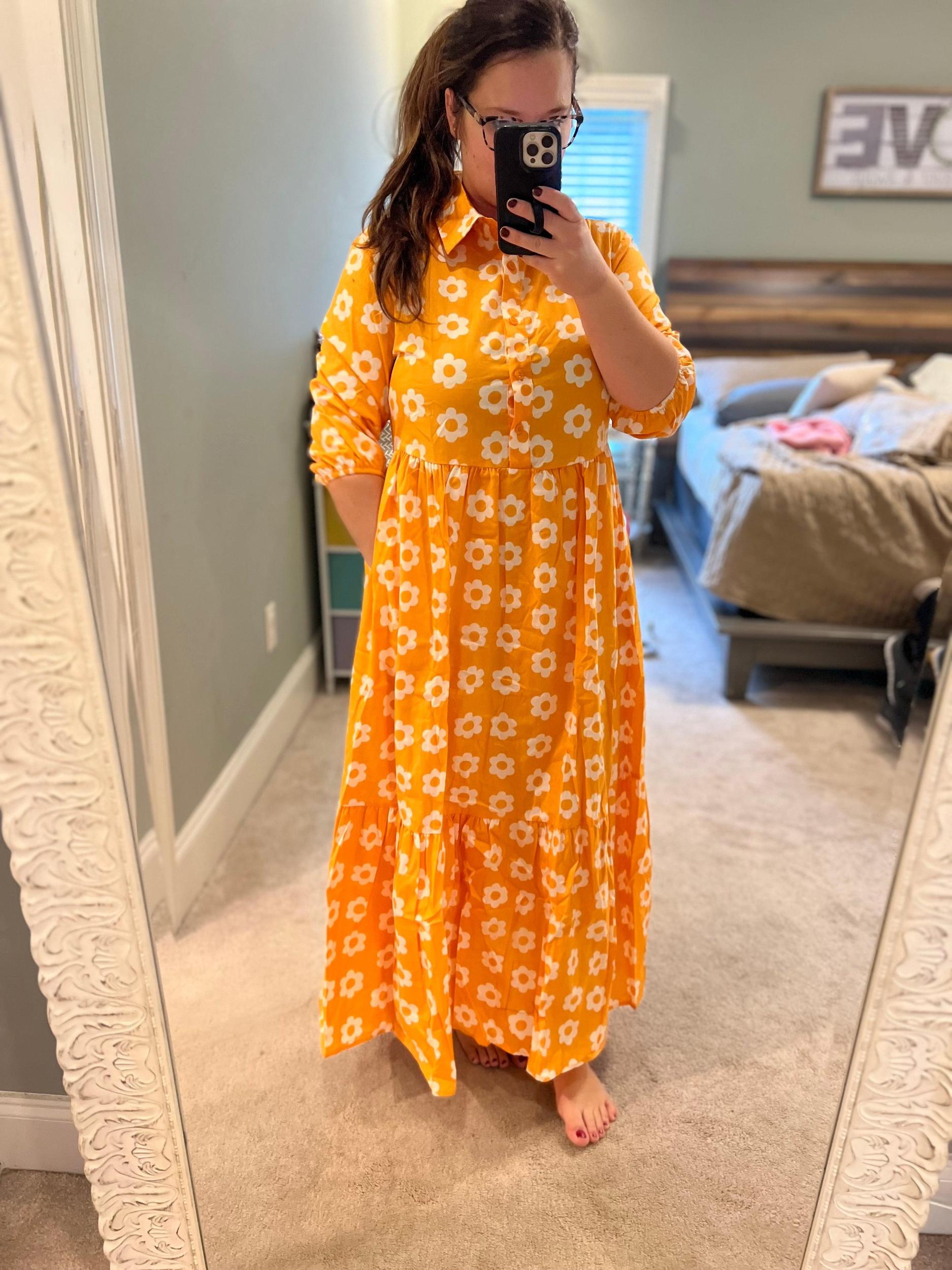 Floral Tiered Dress- Yellow Product Image