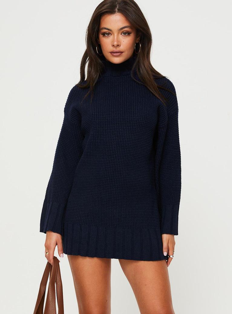 Tarin Knit Mini Dress Navy Product Image