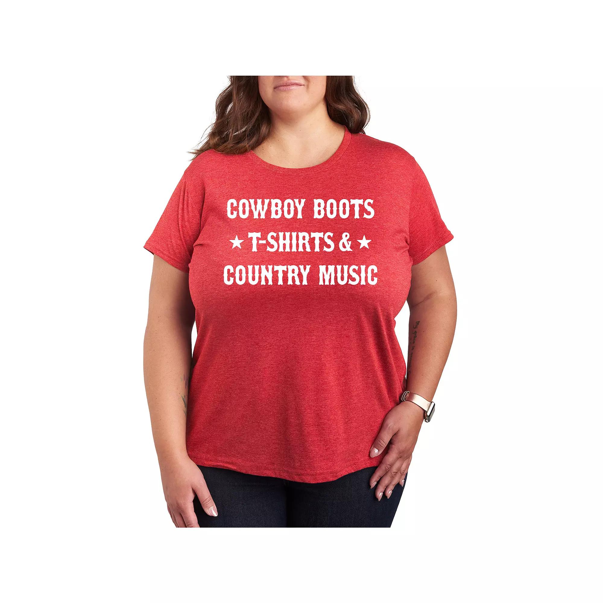 Plus Cowboy Boots And Music Graphic Tee, Women's,  Product Image
