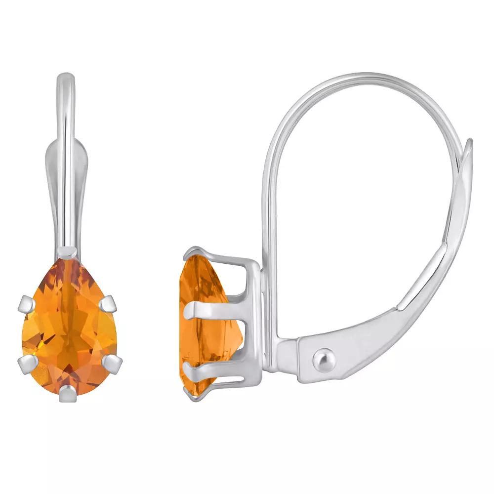 Celebration Gems 10k Gold Pear Shape Lab-Created Sapphire Leverback Earrings, Women's Product Image