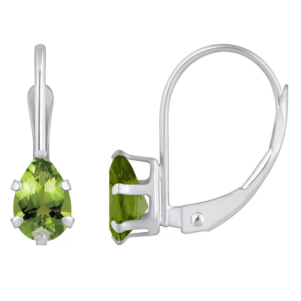Celebration Gems 10k Gold Pear Shape Peridot Leverback Earrings, Women's, 10k Whgold Product Image