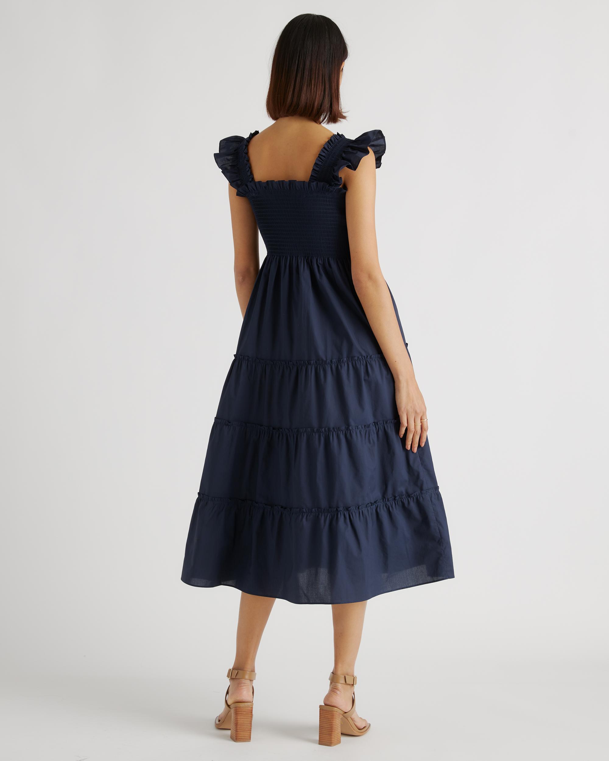 Quince | Women's Poplin Smocked Midi Dress Organic Cotton Product Image