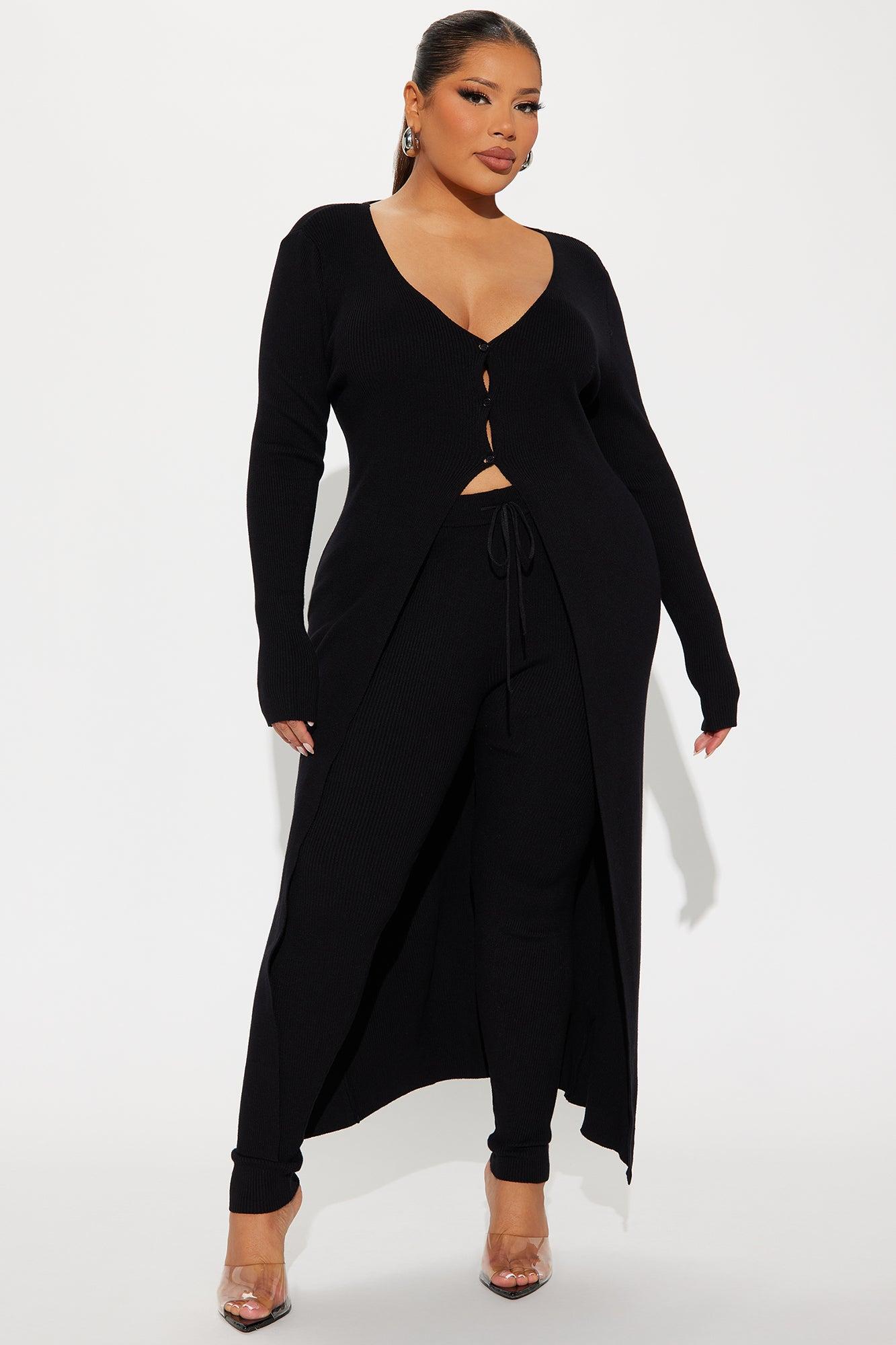 Sasha Flyaway Sweater Pant Set - Black Product Image