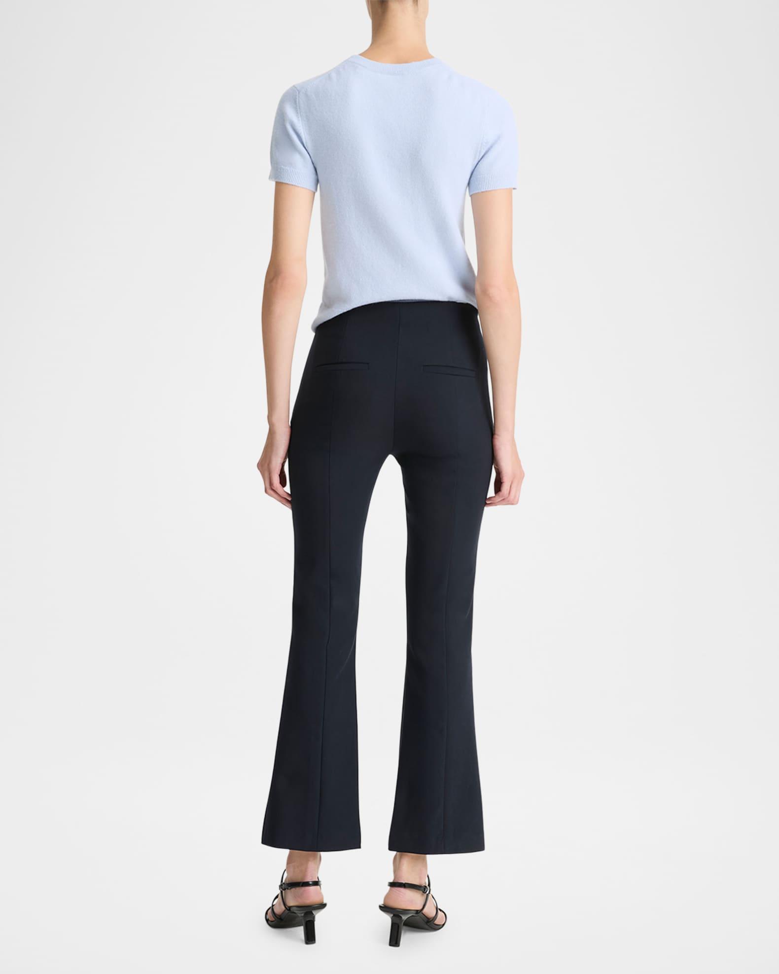 Cropped Flare-Leg Pintuck Pants Product Image