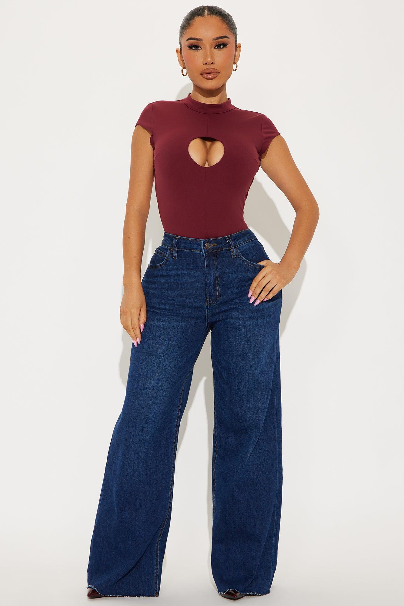 Stole The Spotlight Bodysuit - Burgundy Product Image