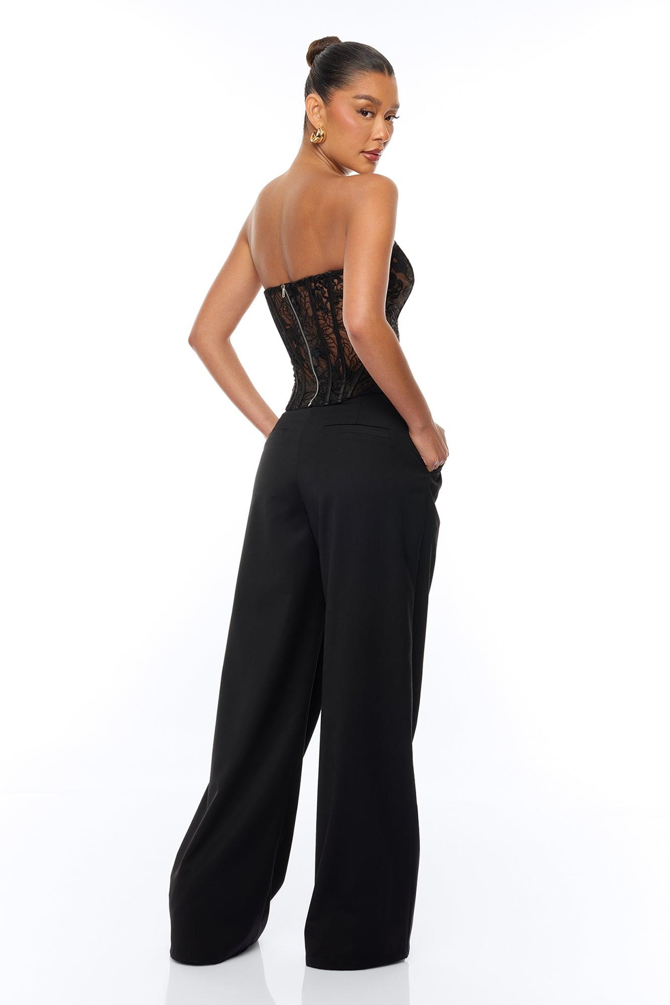 Brenda Lace Corset Pant Set - Black Female Product Image