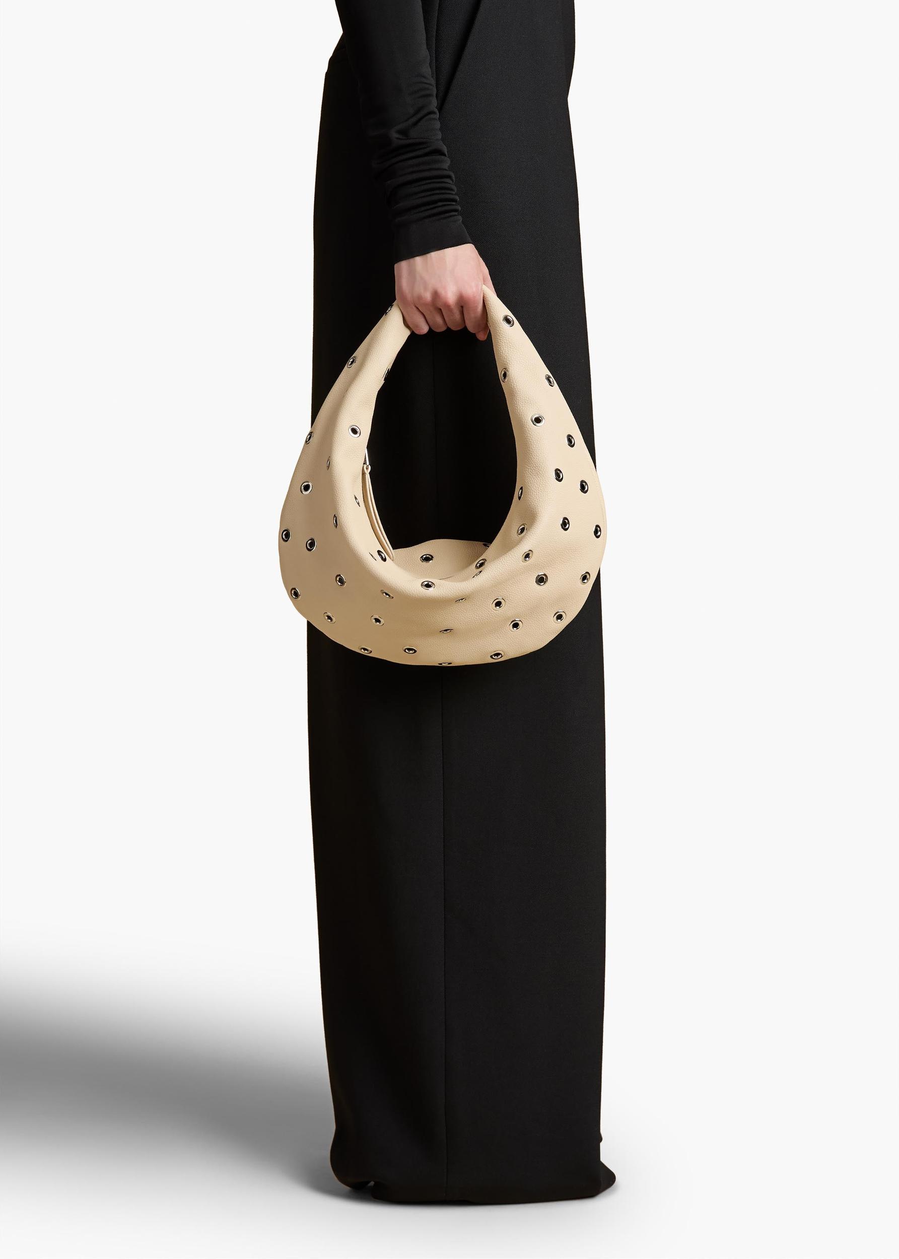 Medium Olivia Hobo in Dark Ivory Pebbled Leather with Grommets Product Image