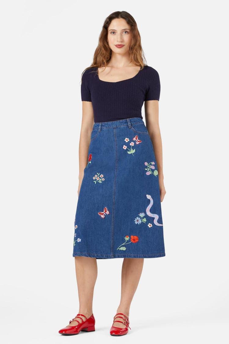 Snake Embroidered Skirt Product Image