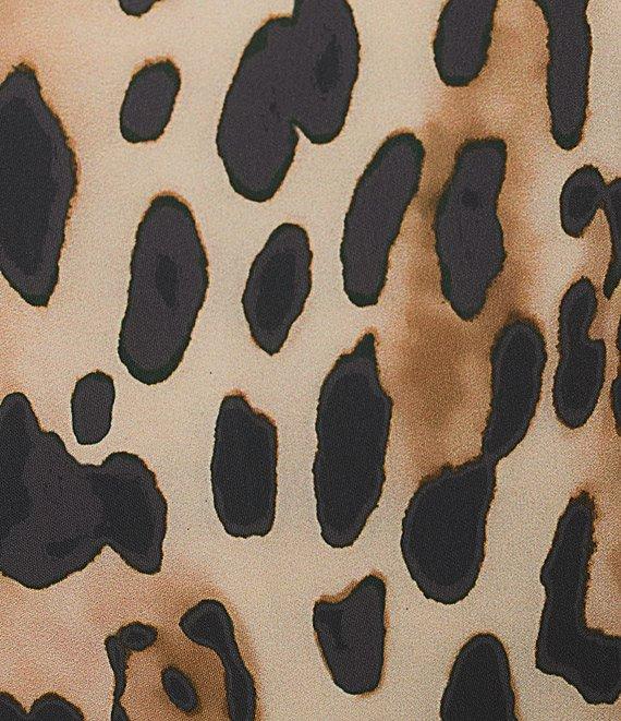 Caroline Rose Plus Coordinating Leopard Print Matte Crepe Flat Front Pull-On Straight Leg Pants Product Image