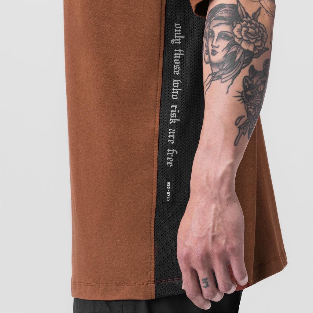 0779. Supima® Mesh Panel Oversized Tee - Rust Product Image
