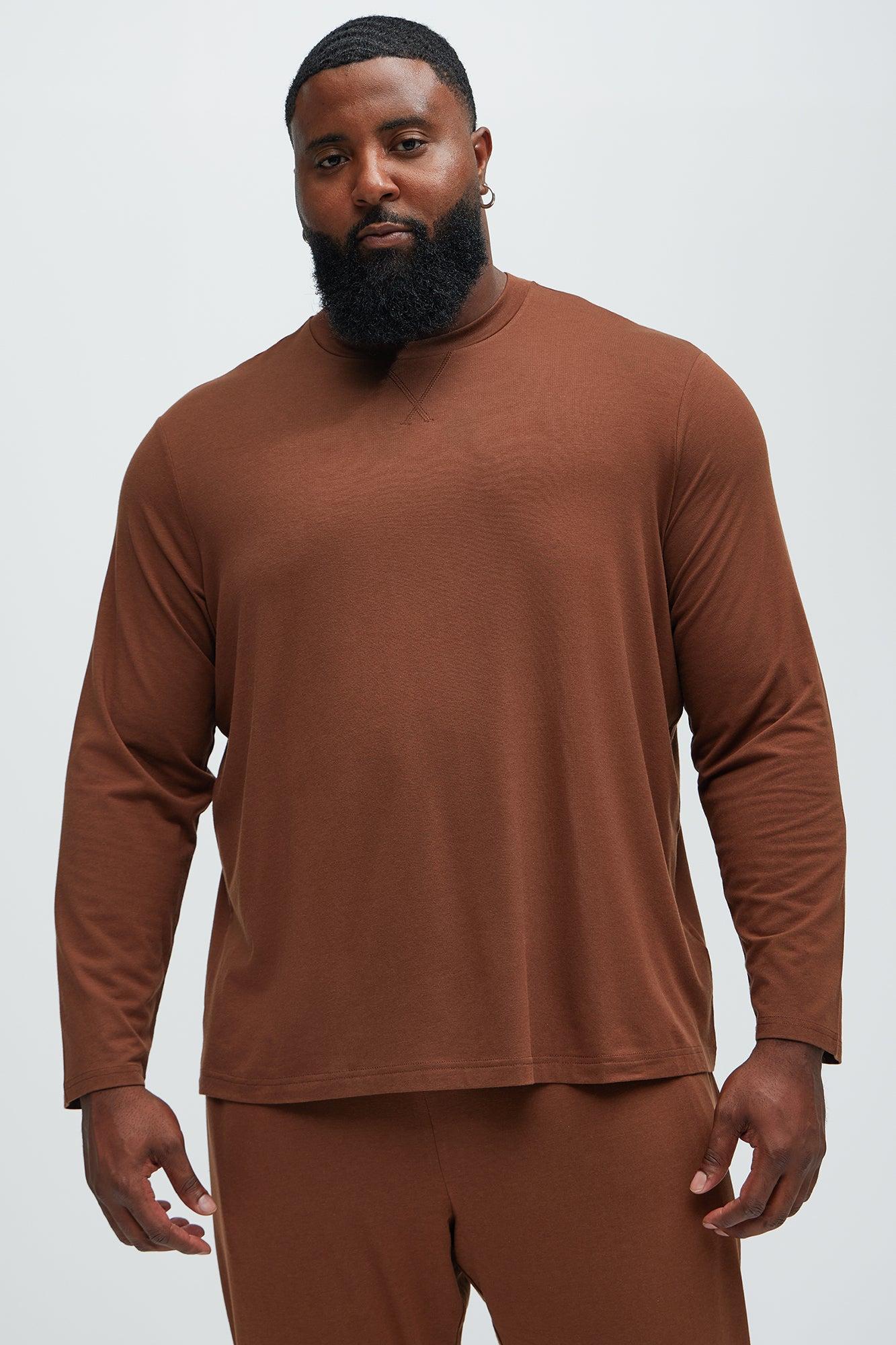 Essential Modal Lounge Long Sleeve Tee - Brown Product Image