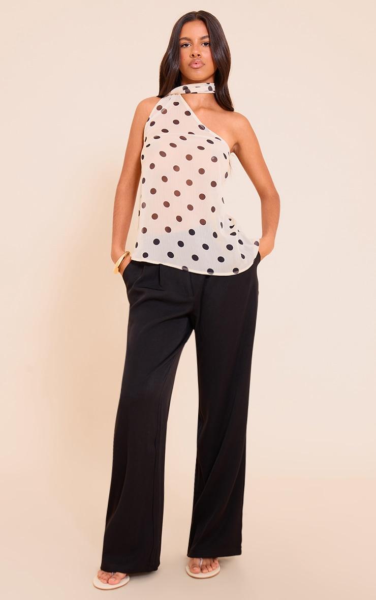 Petite Cream Sheer Polka Dot Tie Halterneck Top Product Image