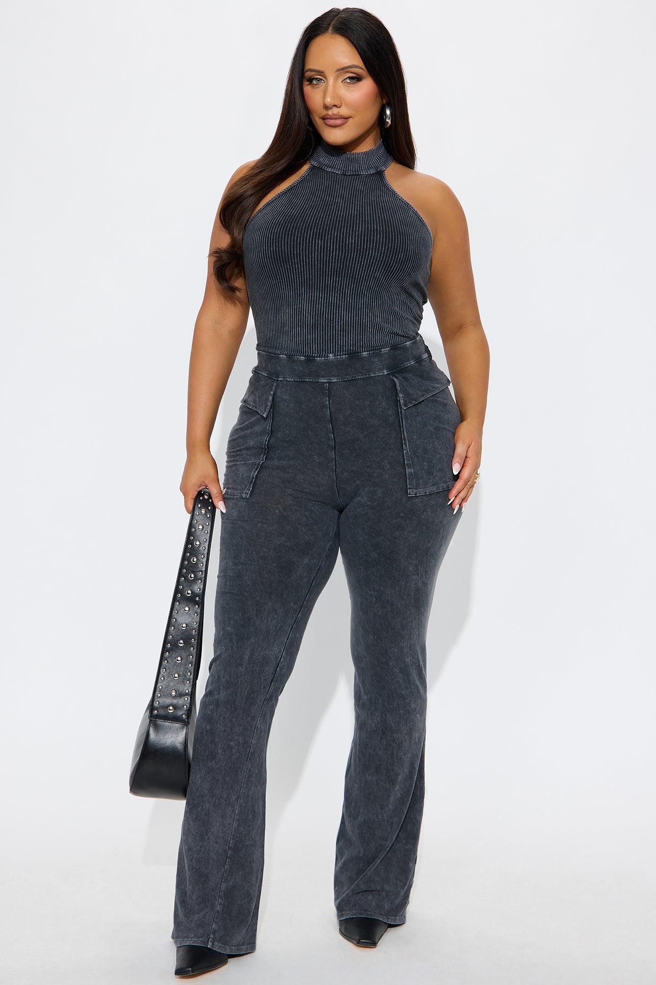 Day Off Washed Flare Leg Jumpsuit - Black Female Product Image
