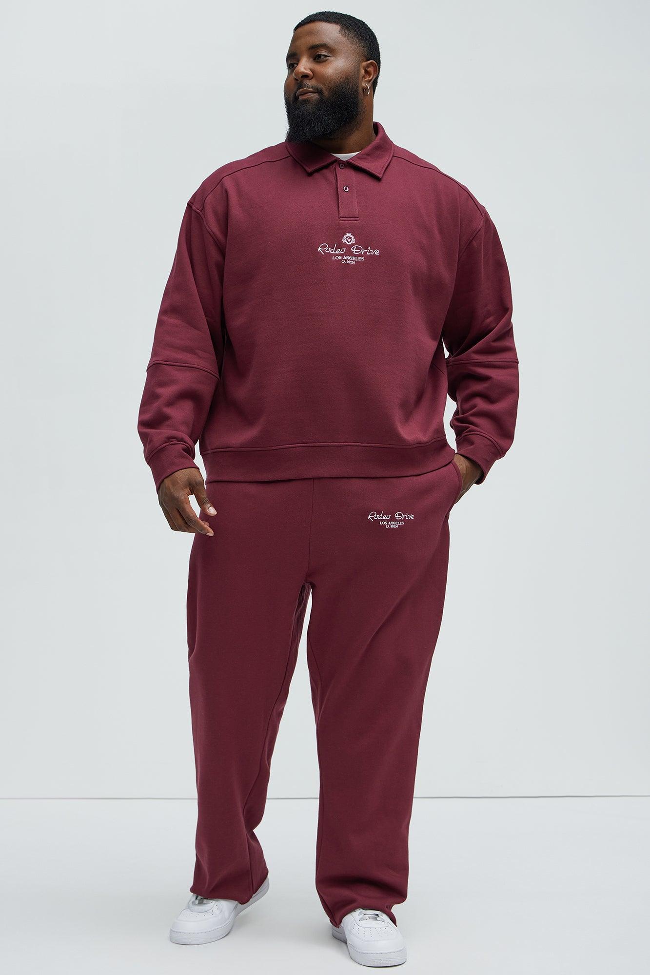 Rodeo Drive LA Collar Sweatshirt - Burgundy Product Image