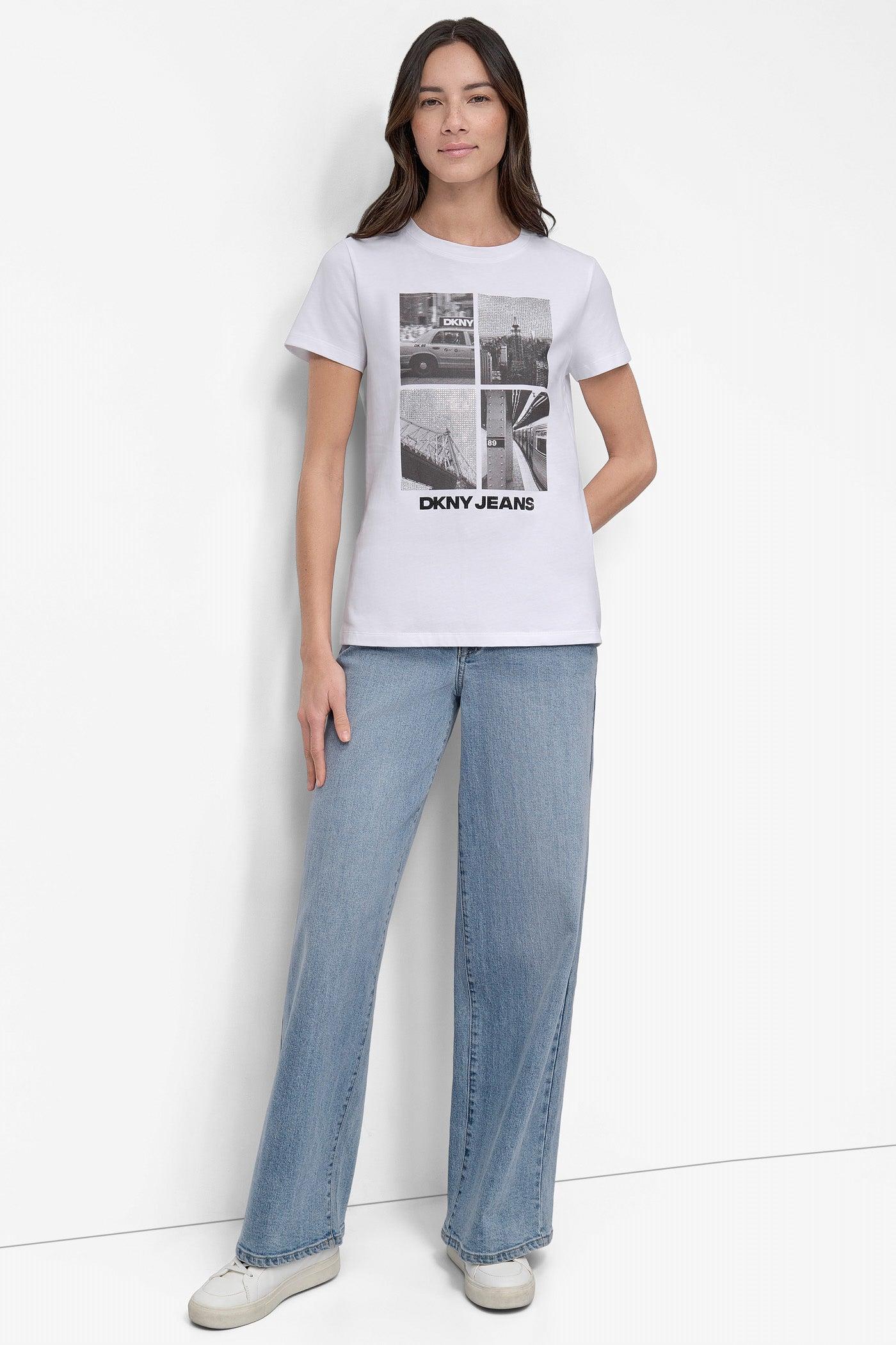 CRYSTAL EMBELLISHED CITYSCAPE GRAPHIC TEE Product Image