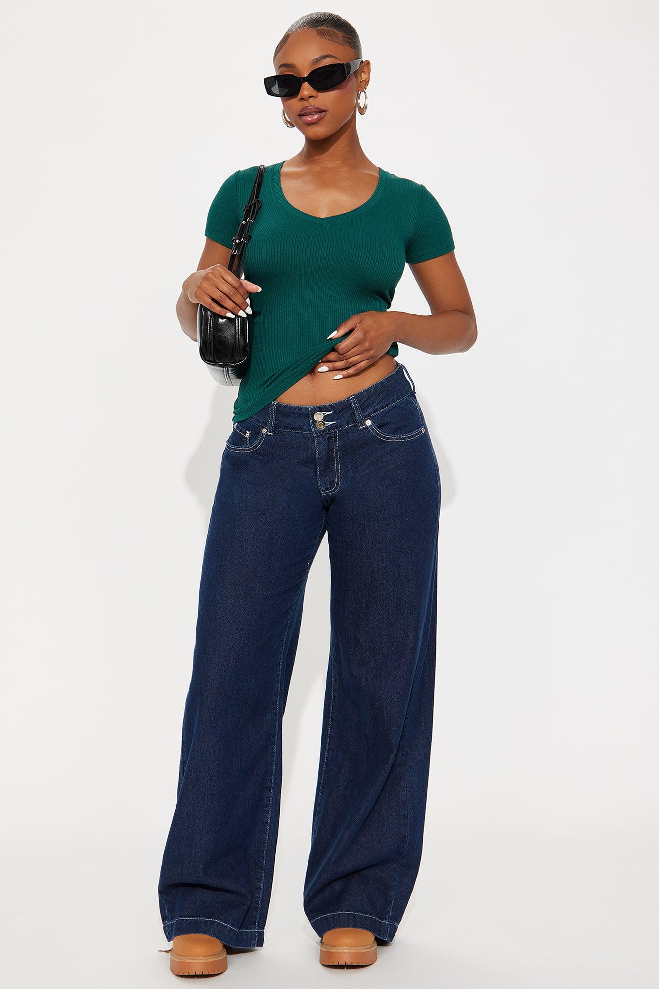 Natalie Ribbed Tee - Hunter Green Product Image