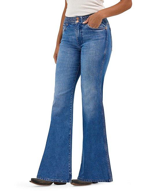 Wrangler Braided Waist Mid Rise Flare Leg Jeans Product Image