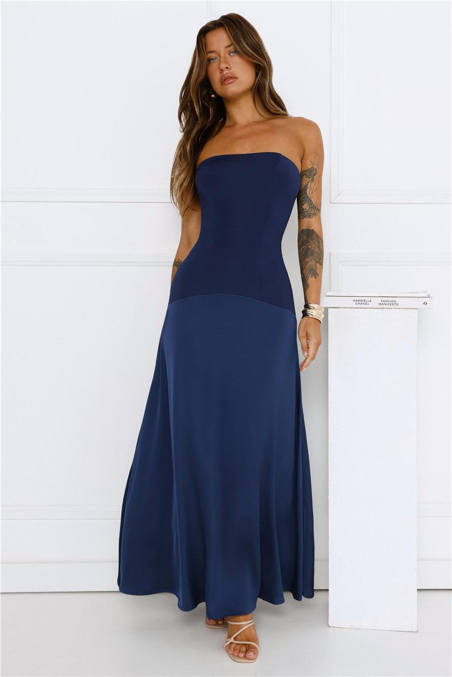 Daydream Darling Strapless Maxi Dress Navy Product Image