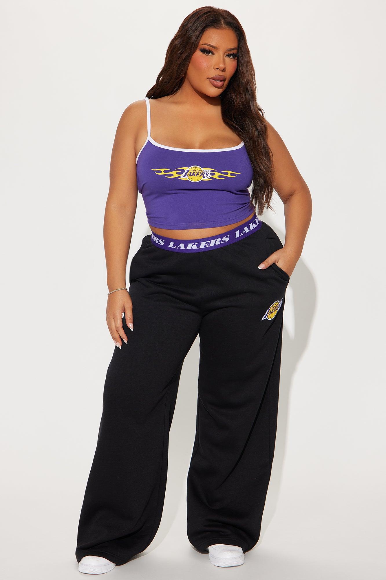 Lakers Free Throw Wide Leg Pant - Black Product Image