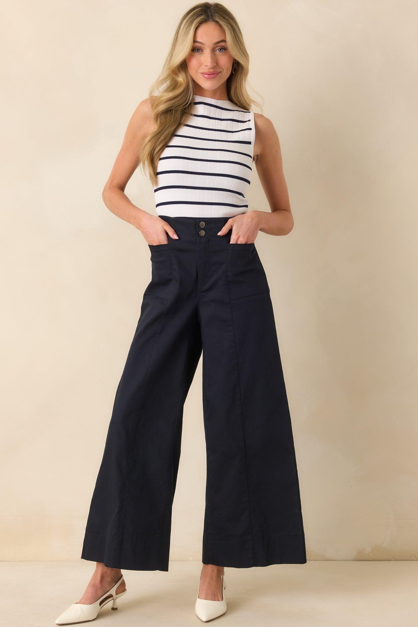 Daylight Glimmer Navy Wide Leg Pants Product Image
