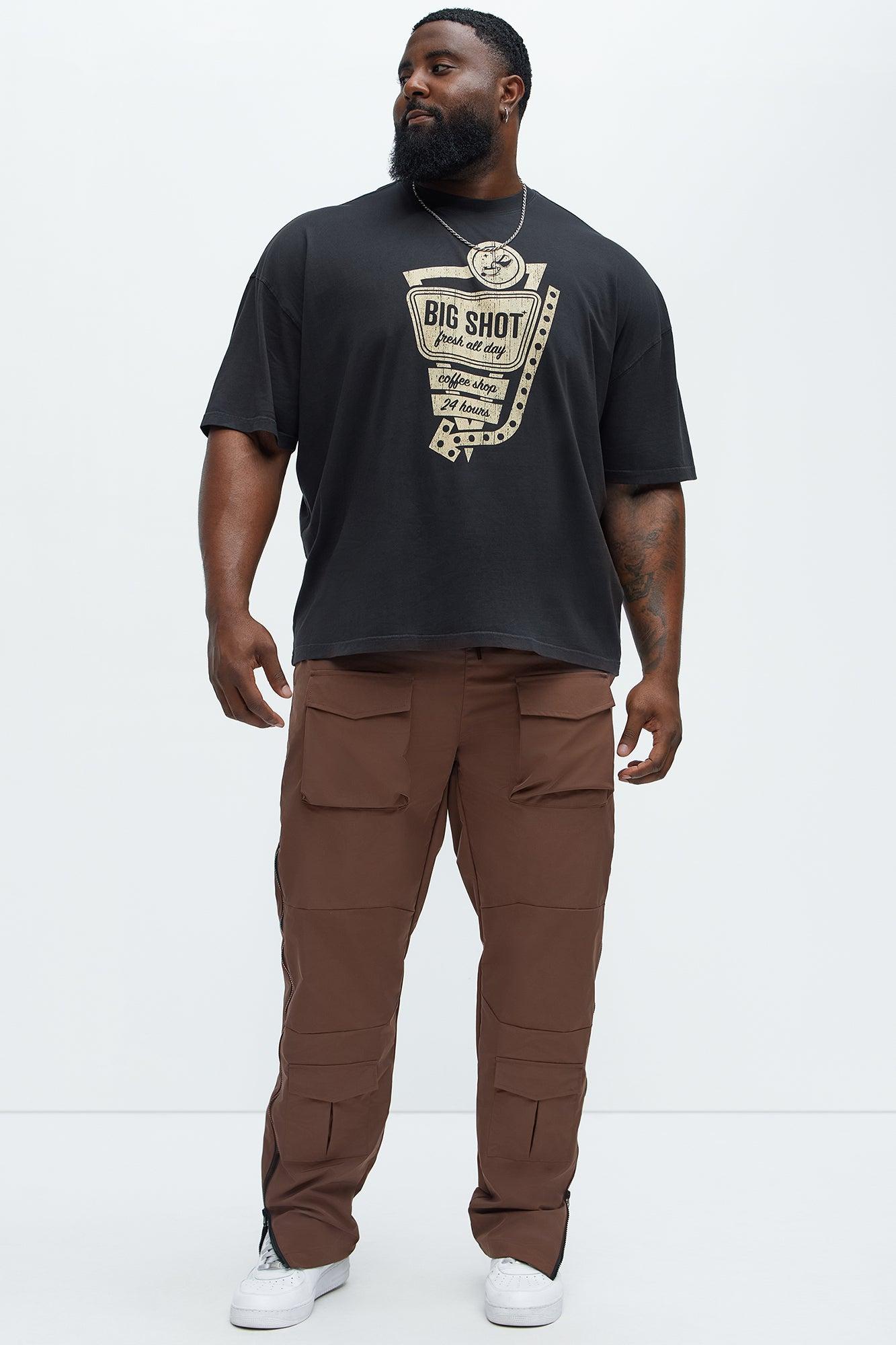 All Along Zipper Straight Nylon Cargo Pants - Dark Brown Product Image