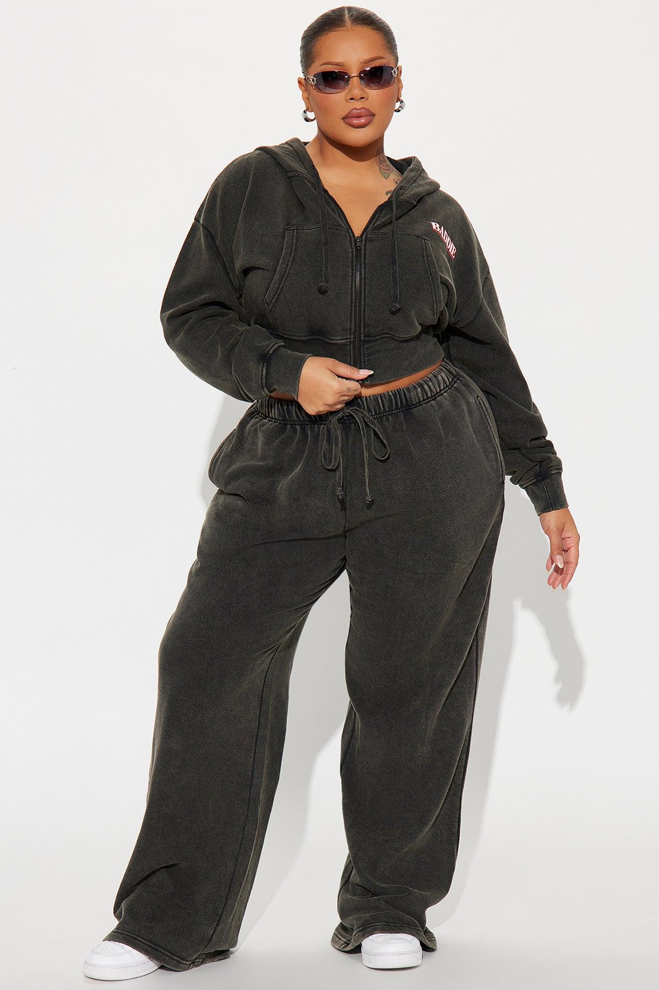 Baddie Washed Front Zip Hoodie - Black Wash Product Image