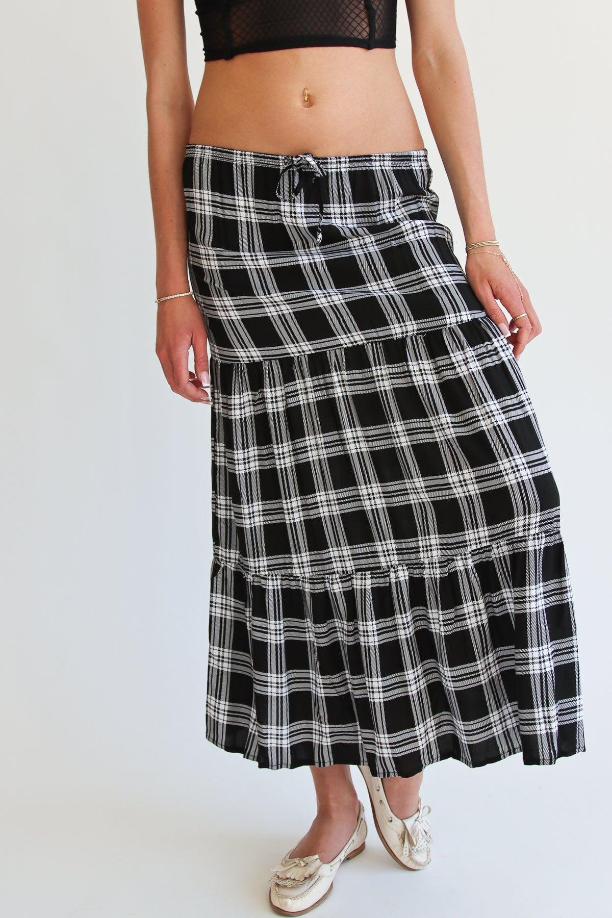 Plaid Tiered Maxi Skirt Product Image