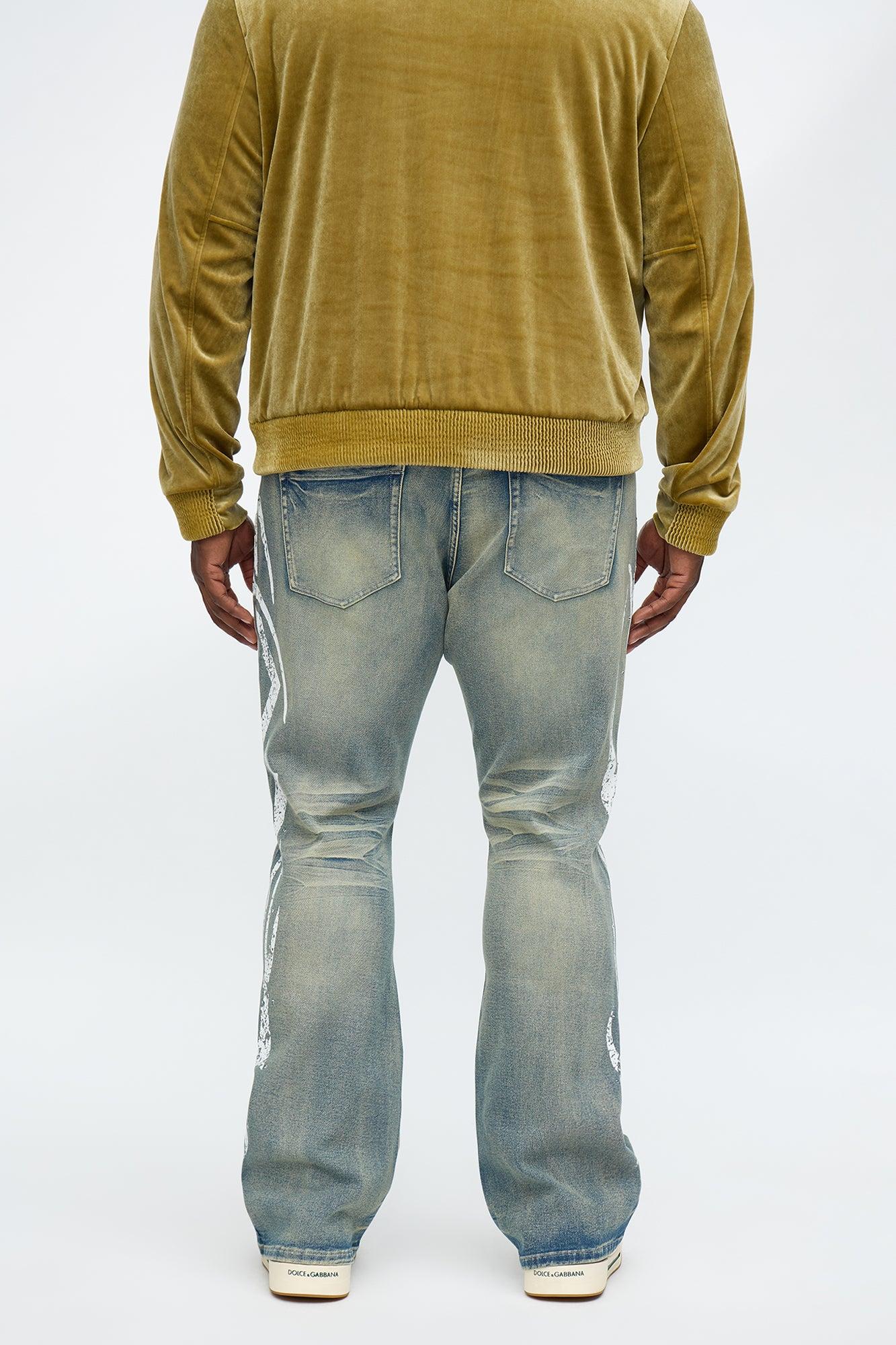 Stacked Skinny Flare Rockstar Life Jewel Jean - Light Wash Product Image