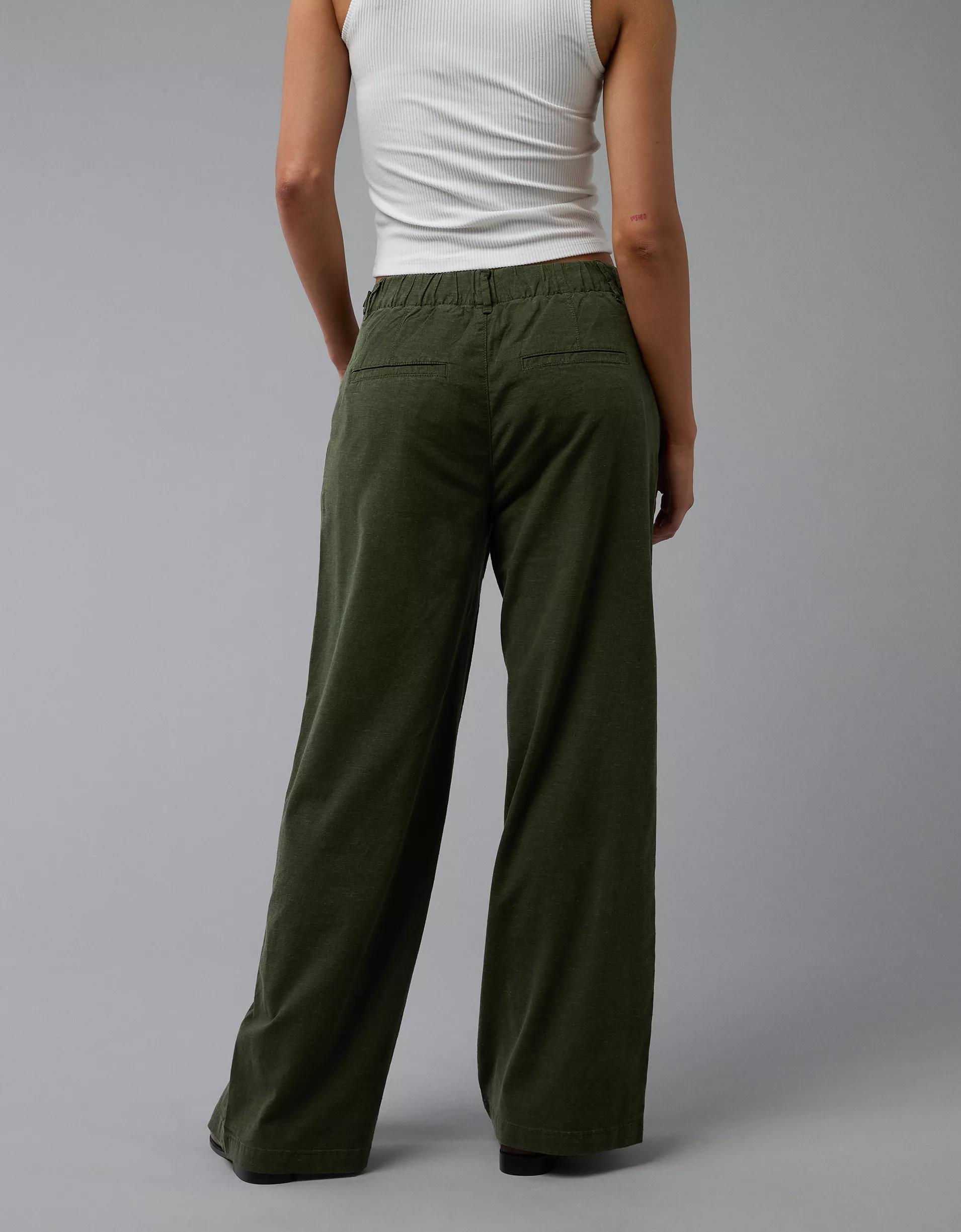 AE Stretch Linen-Blend High-Waisted Wide-Leg Trouser Product Image