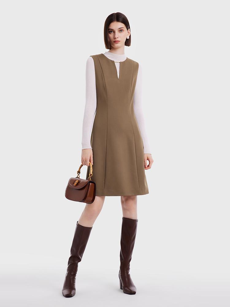 Double Layer Worsted Woolen Vest Dress Product Image